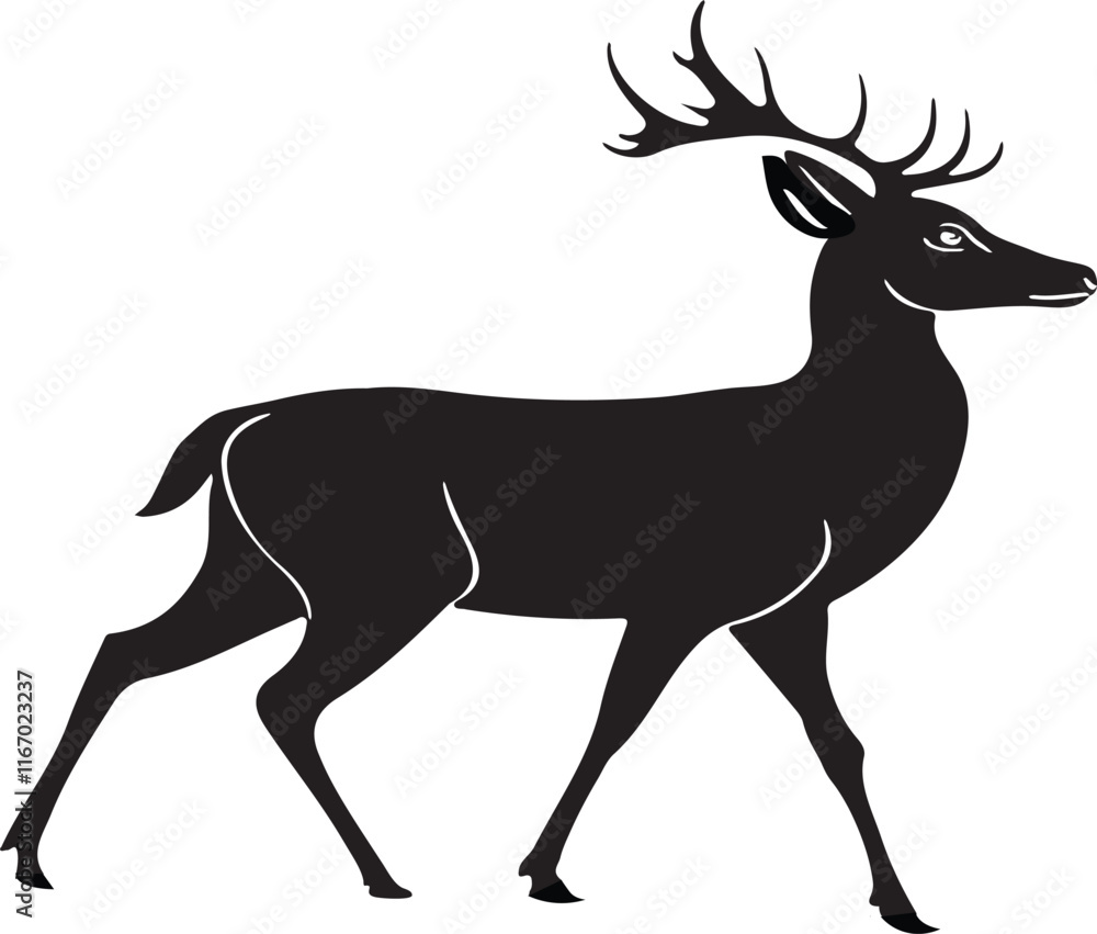 Deer silhouette vector style with white background . Deer silhouette vector style with white background .