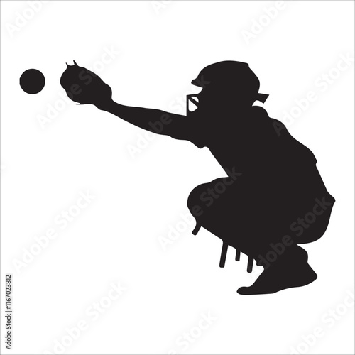 Baseball bat and ball vector illustration, Baseball player logo design, Simple silhouette sports players, baseball lover fan