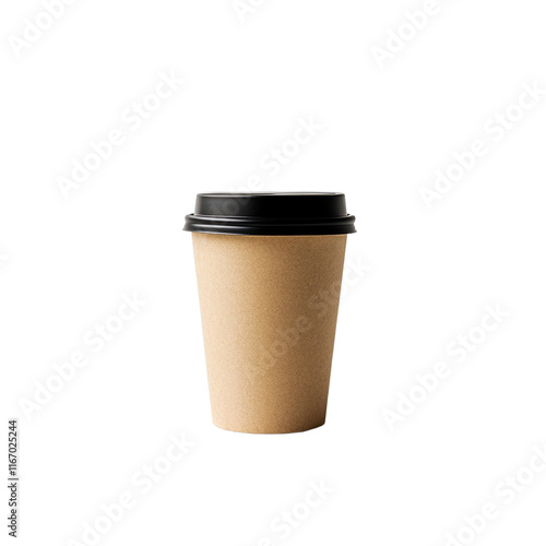 a disposable coffee cup with a black lid PNG image, PNG file, Generative art.