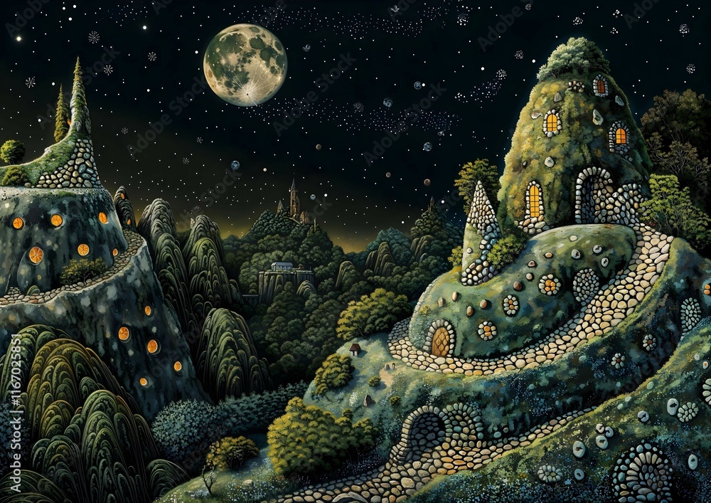 Obraz premium The Hill of Magic and Celestial Dreams 