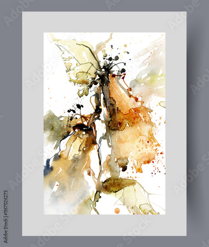 Organic flowers and herbs explode with vibrant colors in creative contemporary art piece. Botanical work with bright flower for design of stylish gift replacing bouquet in honor of march 8th