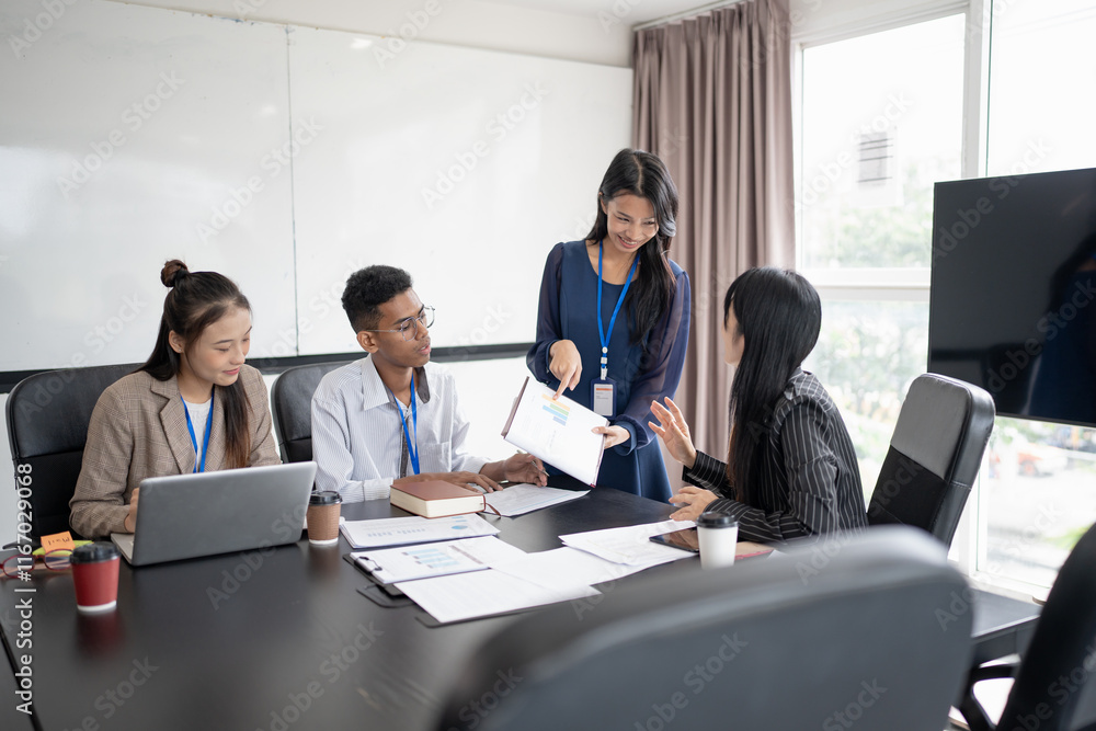 Diversity Woman leadership asian business people training Teamwork meeting asian employees working together colleagues Diversity Woman leadership asian business people training Teamwork meeting asian employees working together colleagues