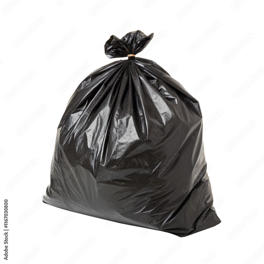 Black plastic trash bag isolated on transparent background Black plastic trash bag isolated on transparent background