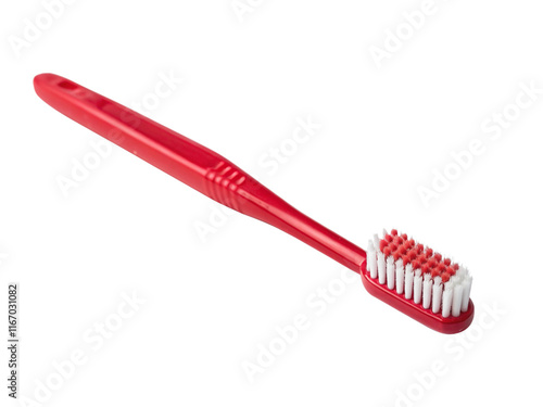 Red toothbrush isolated on a transparent background