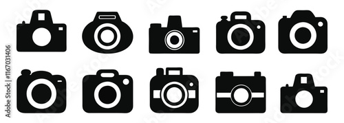 Camera icon set. photo camera icon. snapshot capture photograph shutter flash digital app modern minimalist symbol. Vector illustration.