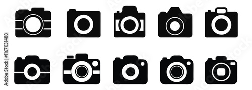 Camera icon set. photo camera icon. snapshot capture photograph shutter flash digital app modern minimalist symbol. Vector illustration.