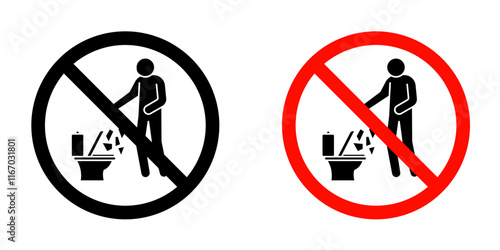 Do not litter in toilet sign vector