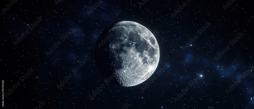 Gibbous moon in a dark night sky with stars. Gibbous moon in a dark night sky with stars.