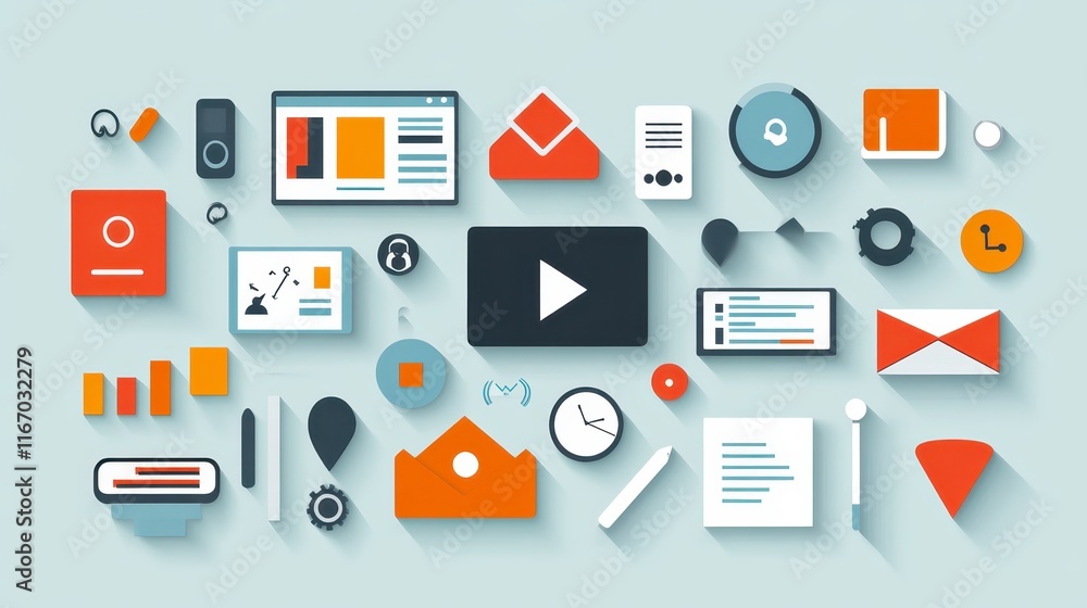 Digital Marketing Strategy Icons Flat Design Elements for Online Business Promotion and Content Digital Marketing Strategy Icons Flat Design Elements for Online Business Promotion and Content
