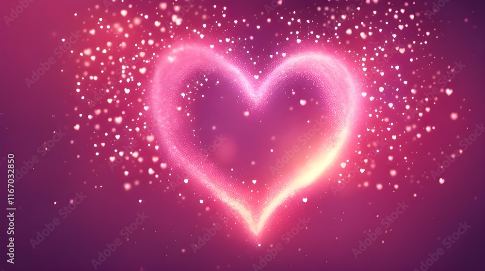 A shimmering background of glowing heart-shaped particles gently floating in a seamless loop, creating a mesmerizing and romantic ambiance.