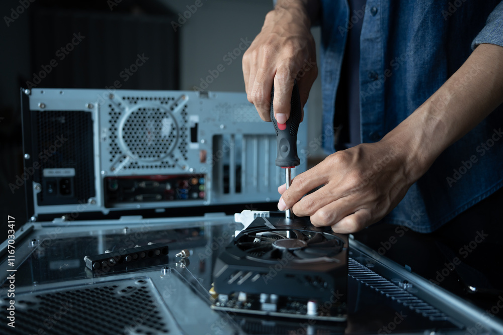 IT Engineer installing Hardware Equipment Development Facility Engineer Maintenance computer Motherboard Electronic repair shop technology business IT Engineer installing Hardware Equipment Development Facility Engineer Maintenance computer Motherboard Electronic repair shop technology business