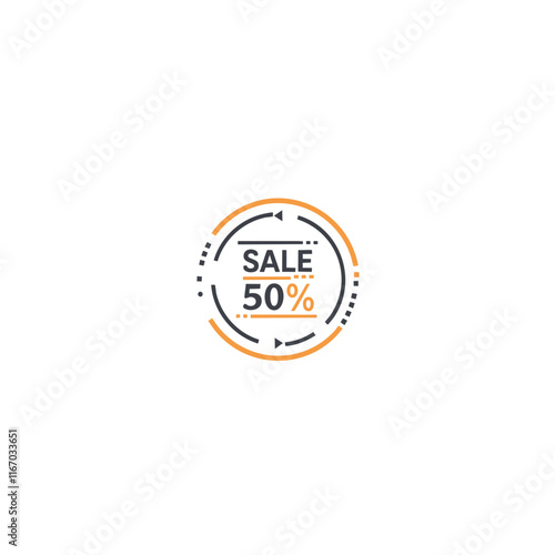 Sale -50%  logo vector illustration. Round icon for sales, simple modern design.