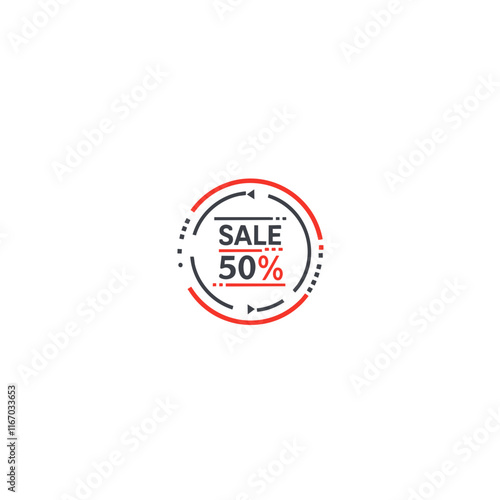 Sale -50%  logo vector illustration. Round icon for sales, simple modern design.