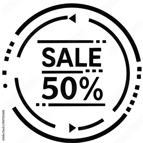 Sale -50%  logo vector illustration. Round icon for sales, simple modern design.