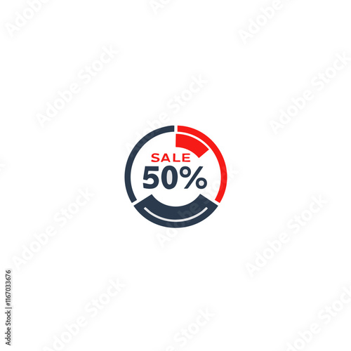 Sale -50%  logo vector illustration. Round icon for sales, simple modern design.