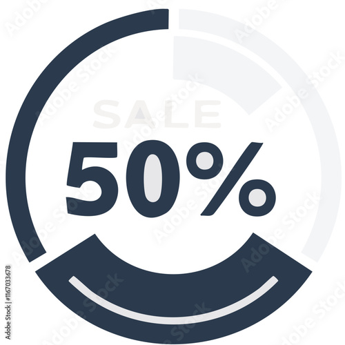 Sale -50%  logo vector illustration. Round icon for sales, simple modern design.