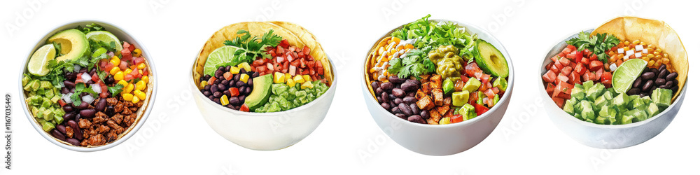 A collection of colorful vibrant salad bowls filled with a variety of fresh wholesome and nutritious ingredients like greens vegetables fruits grains and legumes A collection of colorful vibrant salad bowls filled with a variety of fresh wholesome and nutritious ingredients like greens vegetables fruits grains and legumes