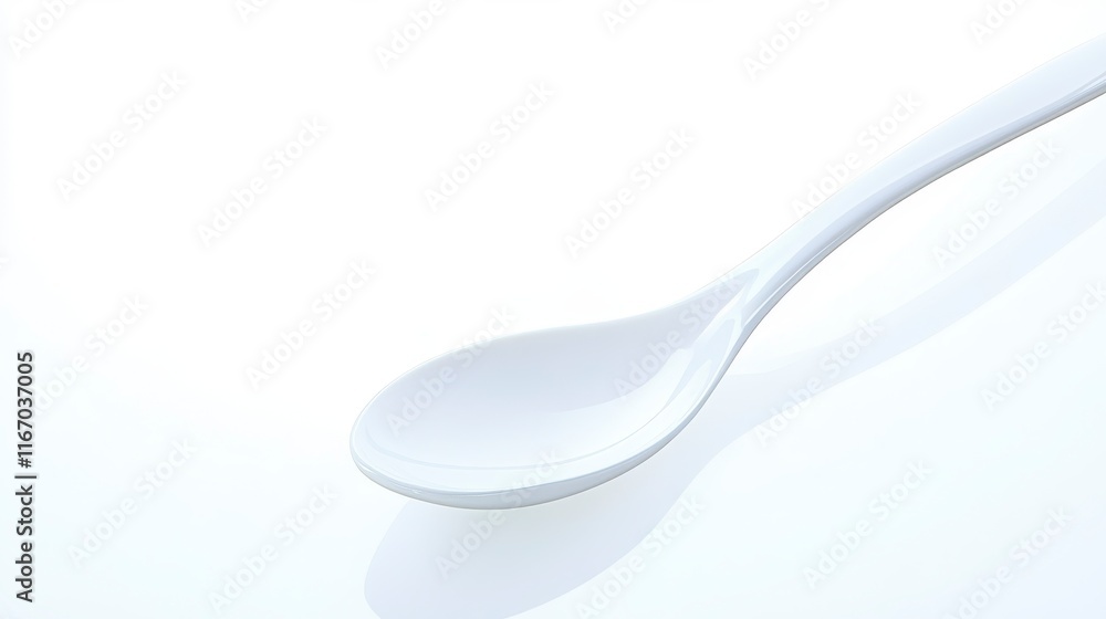 Clean White Plastic Spoon Elegant Minimalist Design Studio Shot Food Utensil Clean White Plastic Spoon Elegant Minimalist Design Studio Shot Food Utensil