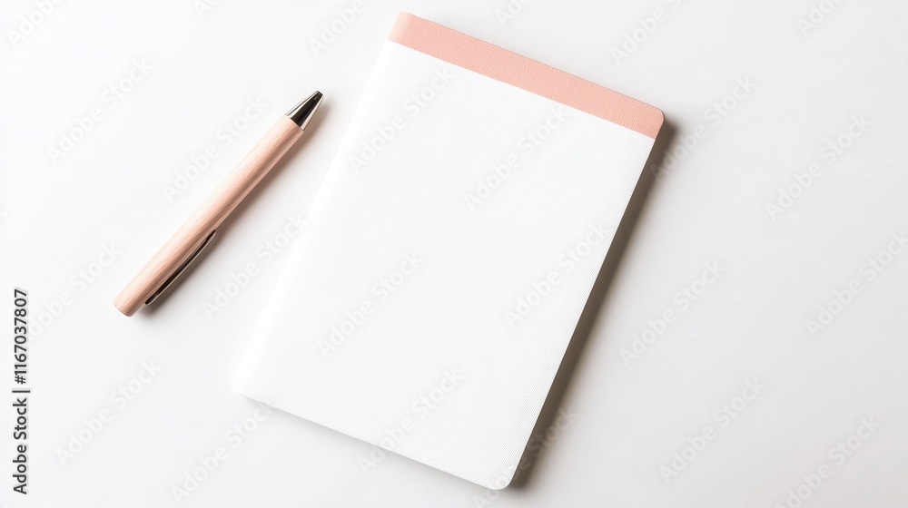 Elegant Blank Notebook and Wooden Pen Mockup Flat Lay Minimalist Office Stationery Design Elegant Blank Notebook and Wooden Pen Mockup Flat Lay Minimalist Office Stationery Design