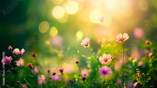 abstract spring background with wild flowers