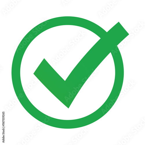 Green check mark icon. Vector template.