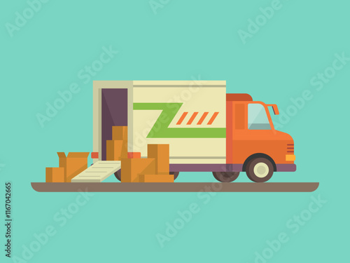 delivery truck illustration  photo