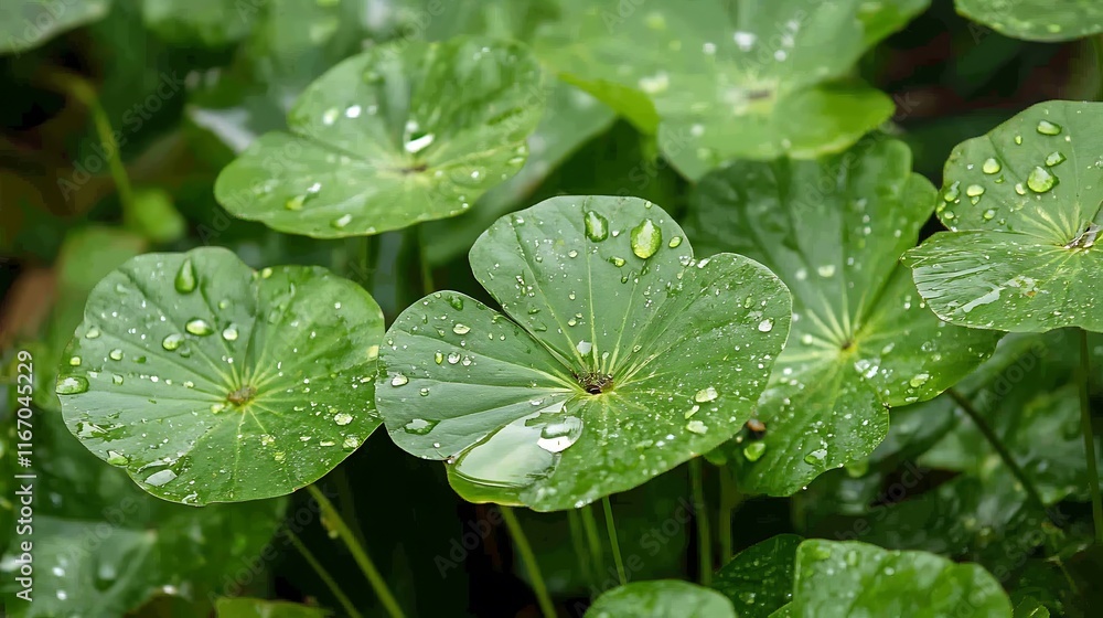Dew-Kissed Leaves: A Close-Up of Lush Green Foliage Dew-Kissed Leaves: A Close-Up of Lush Green Foliage
