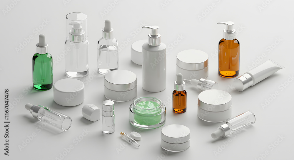 Cosmetics bottle on a white background with shadows Cosmetics bottle on a white background with shadows