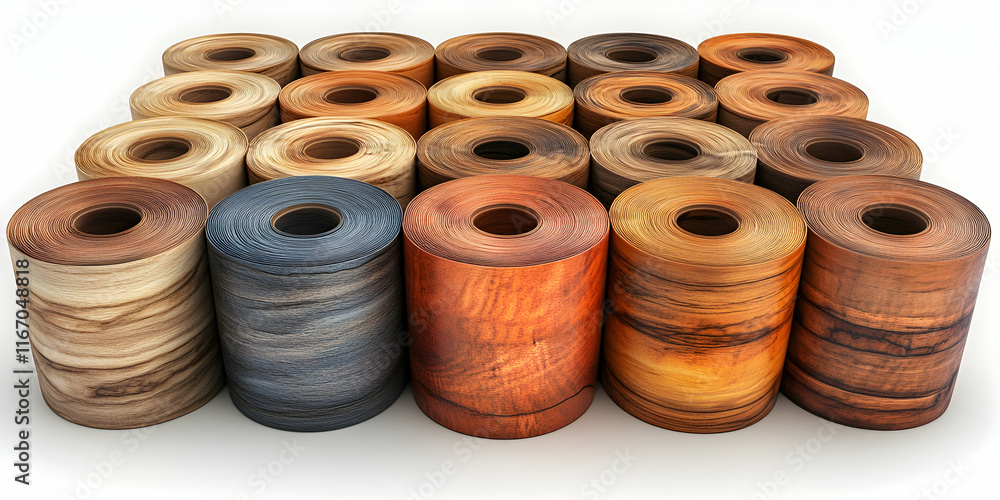 Collection of Rolled Wood Grain Vinyl Flooring Samples Realistic 3D Render Collection of Rolled Wood Grain Vinyl Flooring Samples Realistic 3D Render