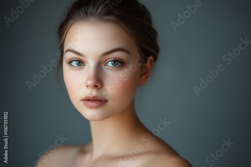 Beautiful skin woman face, clean and healthy beauty skincare and cosmetics for adverstising. Generative Ai. 


