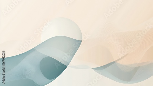 Abstract Beige and Teal Wave Design
