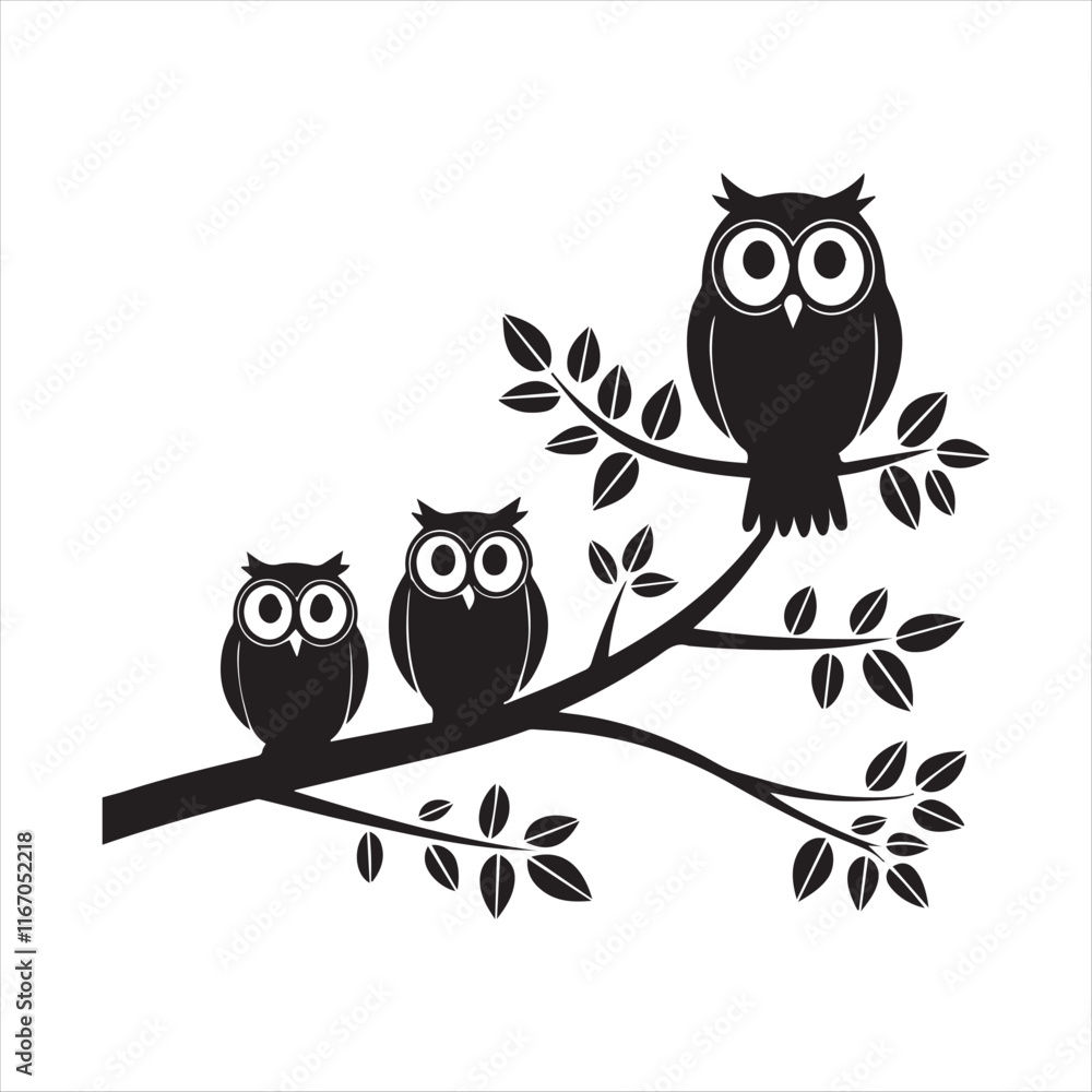 Fototapeta premium owls Silhouette silhouette vector illustrations eps 10 black color high-quality fully editable file on a white background. 