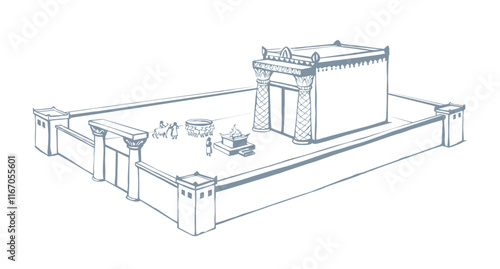 Vector drawing. Temple of Solomon