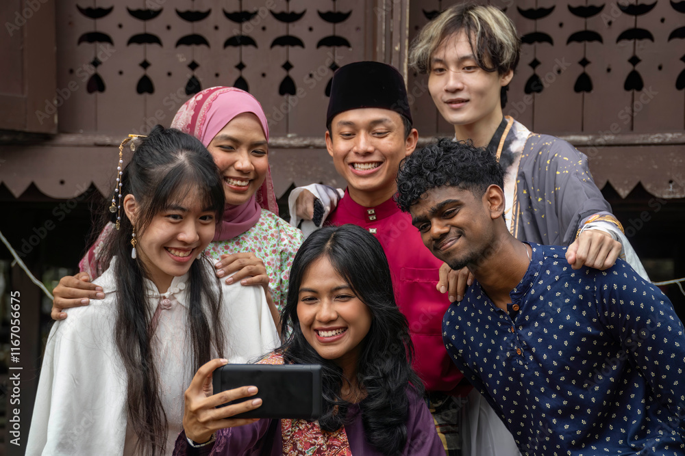 Group of Malaysian student wearing traditional cloth Group of Malaysian student wearing traditional cloth
