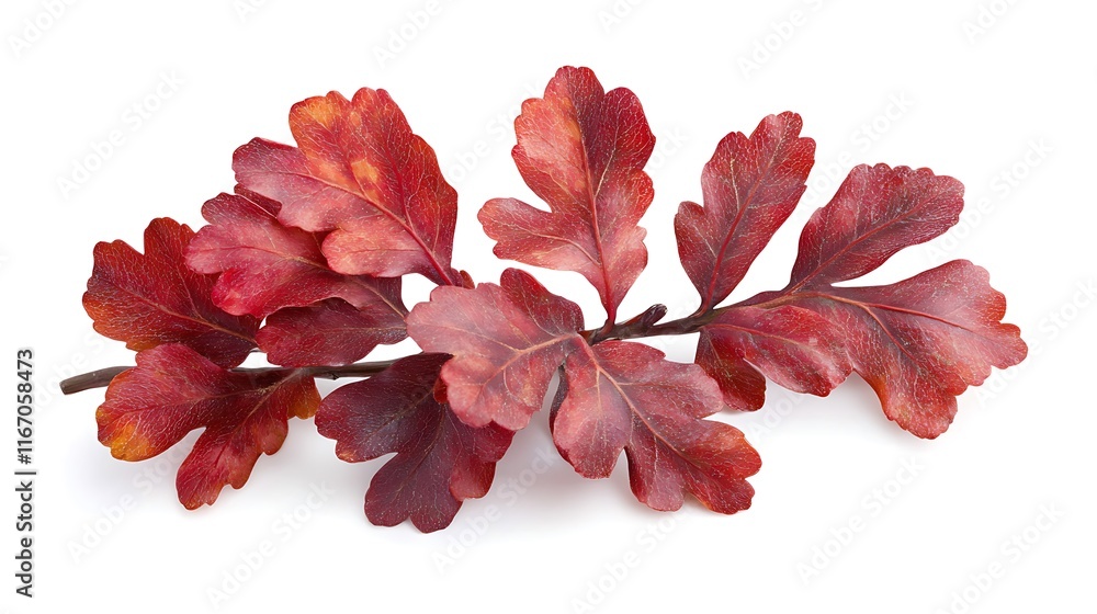 Autumnal Branch with Crimson Leaves: A Study in Fall Colors Autumnal Branch with Crimson Leaves: A Study in Fall Colors