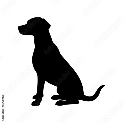 Black labrador retriever sitting silhouette vector illustration design on white background.