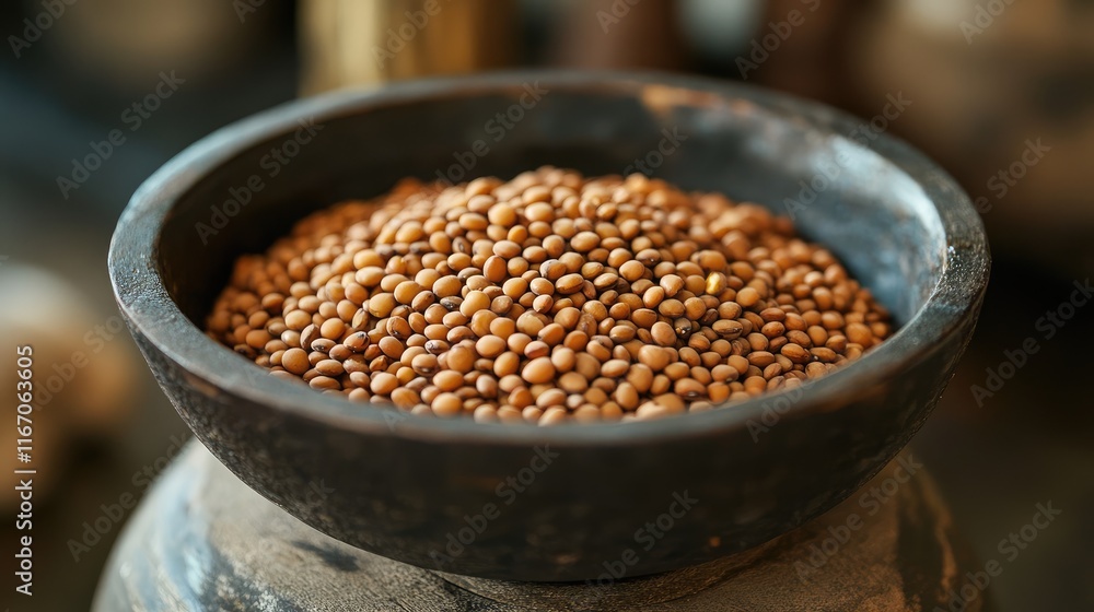 Lentils in a rustic bowl showcasing their natural texture and earthy tones perfect for culinary and food-related projects Lentils in a rustic bowl showcasing their natural texture and earthy tones perfect for culinary and food-related projects