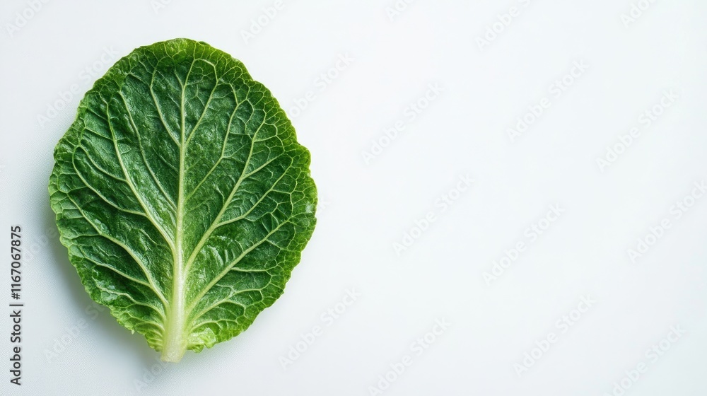 Fresh green lettuce leaf isolated on a white background showcasing its textured surface and vibrant color for culinary use or health concepts Fresh green lettuce leaf isolated on a white background showcasing its textured surface and vibrant color for culinary use or health concepts