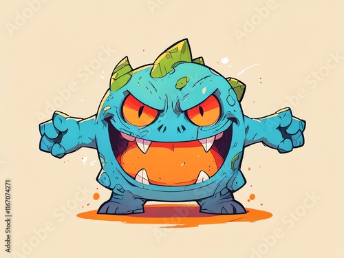 Angry Cartoon Monster Illustration photo