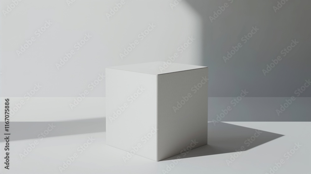 A simple white cube casting a shadow on a light background. A simple white cube casting a shadow on a light background.