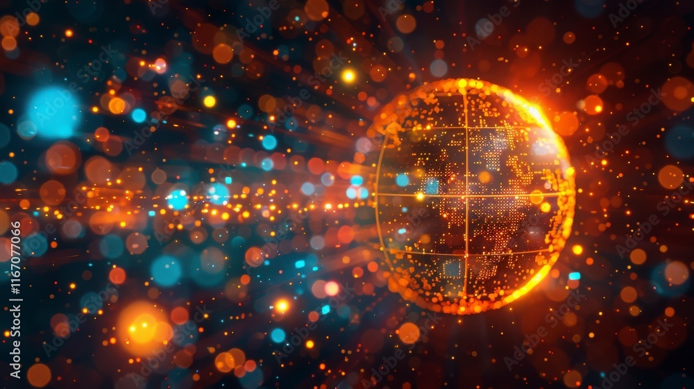 Glowing Globe with Colorful Abstract Data. Glowing Globe with Colorful Abstract Data.
