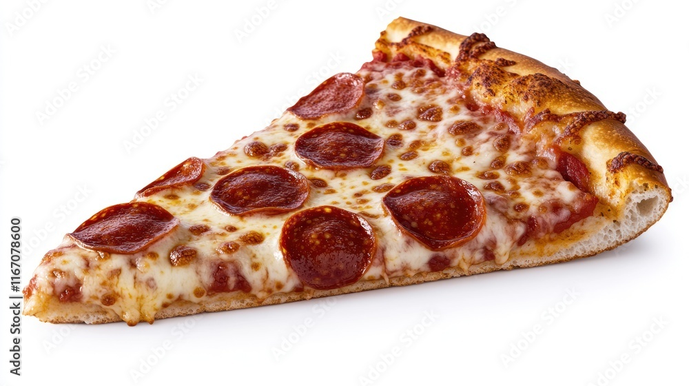 A slice of pepperoni pizza with melted cheese and a golden crust. A slice of pepperoni pizza with melted cheese and a golden crust.
