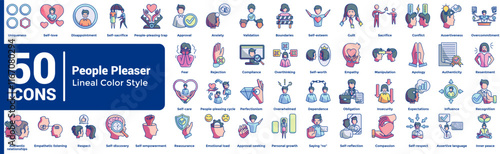People Pleaser 50 icon set in lineal color style