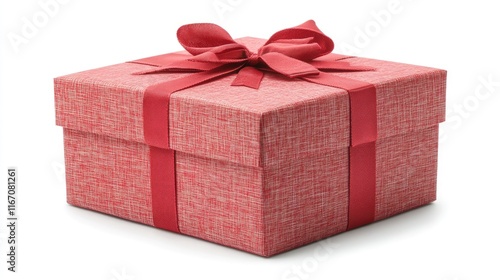 red gift box isolated on white background cutout