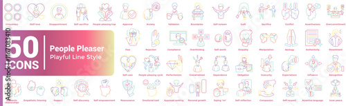 People Pleaser 50 icon set in playful line style