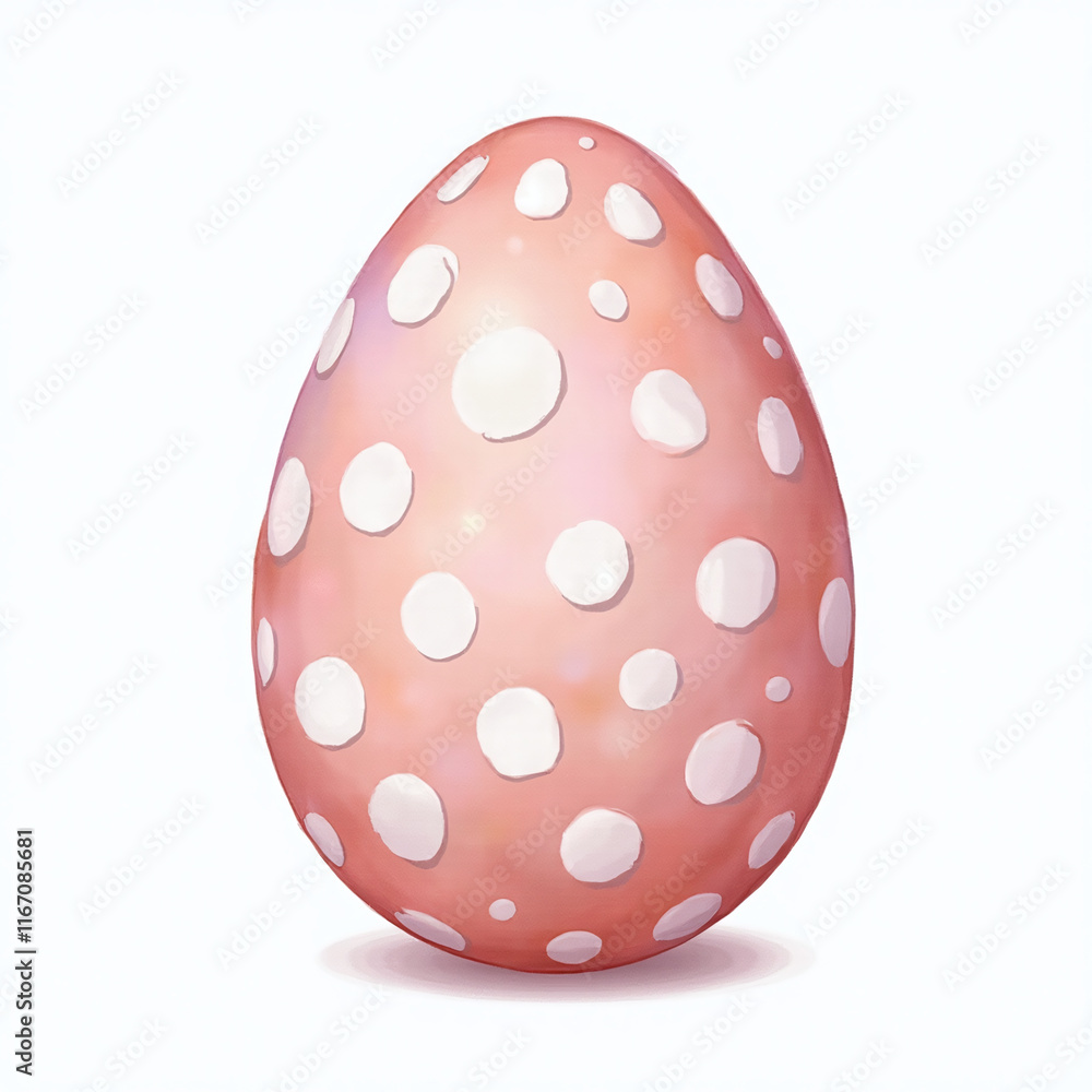 Easter Egg with Polka Dots, Watercolor Illustration Isolated on White Background Easter Egg with Polka Dots, Watercolor Illustration Isolated on White Background