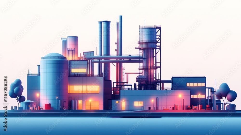Fototapeta premium Night view of an industrial complex.