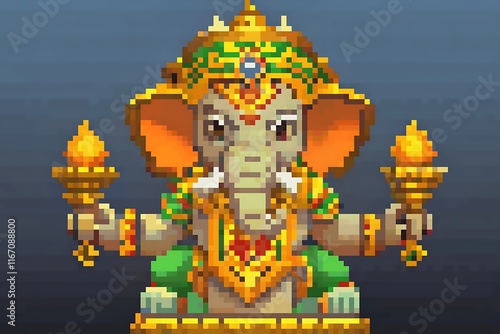 Ganesh Pixel art | Ganesh Chaturthi Festival | Hindus around the world | Vinayaka Chaturthi, Vinayaka Chavithi photo