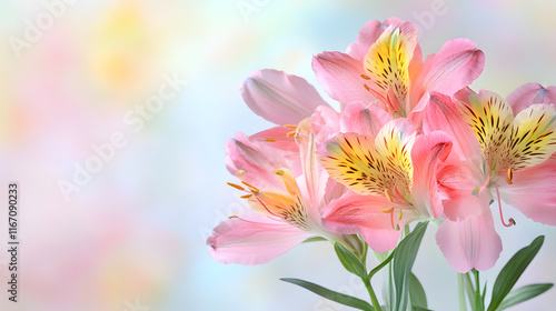 close up of delicate pink alstroemeria blooms with intricate petals, showcasing their beauty and vibrant colors