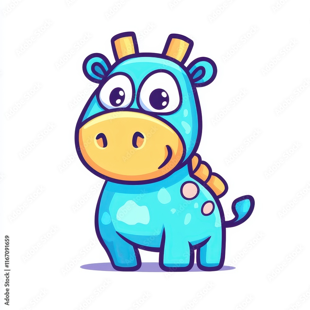 Cute and Colorful Cartoon Giraffe Character with Big Eyes, Cheerful Expression, and Playful Design Perfect for Children's Illustrations and Educational Material Cute and Colorful Cartoon Giraffe Character with Big Eyes, Cheerful Expression, and Playful Design Perfect for Children's Illustrations and Educational Material